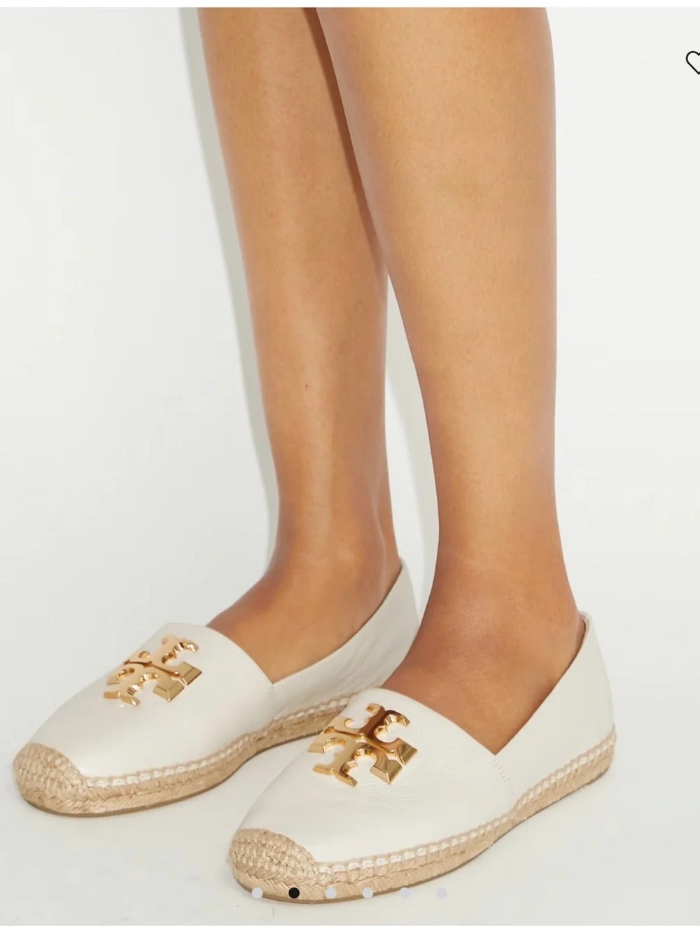 Tory Burch Cream Leather Espadrille with Gold Logo